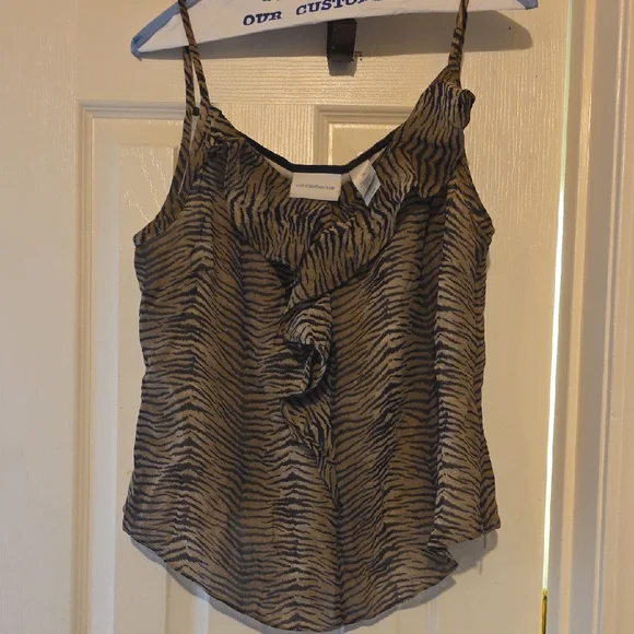 Liz Claiborne Brown Black Tiger-Print Spaghetti Strap Blouse - Picture 1 of 4